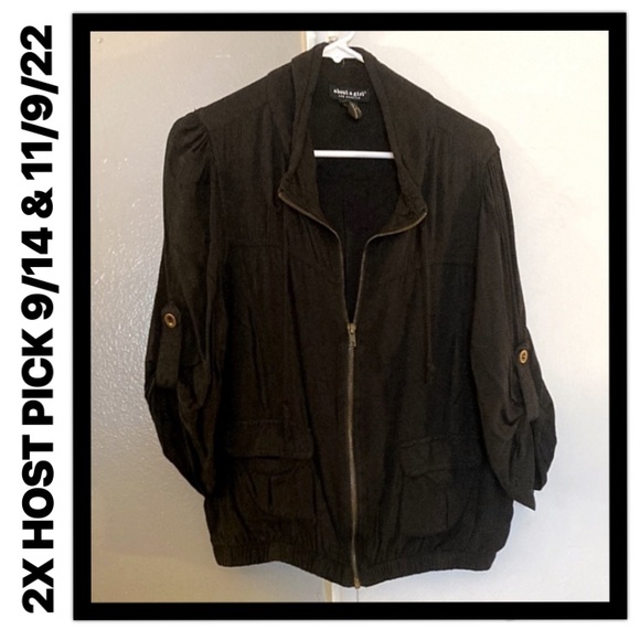2XHP Super Soft Lightweight Black Zip Up Jacket Tab Button Sleeves & Pockets- L - Picture 2 of 5
